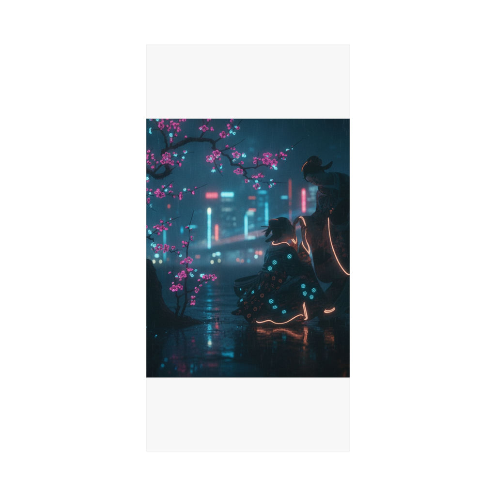 Neon Noir — Two Girls Under Plum Tree — Matte Poster