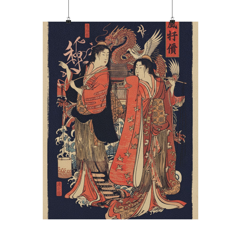 Japanese Street — The Dance Of The Beach Maidens From The Series Brocade Of The East — Matte Poster