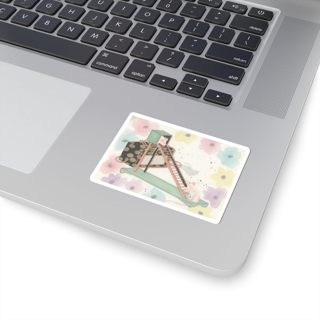 Watercolor — White Mice Playing — Kiss-Cut Sticker