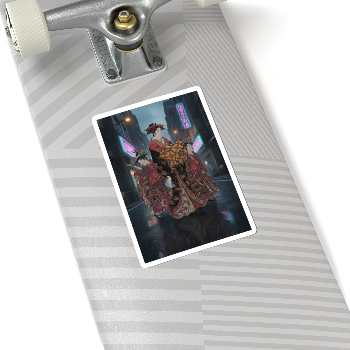 Fast Furious — An Oiran Accompanied By Two Kamuro — Kiss-Cut Sticker