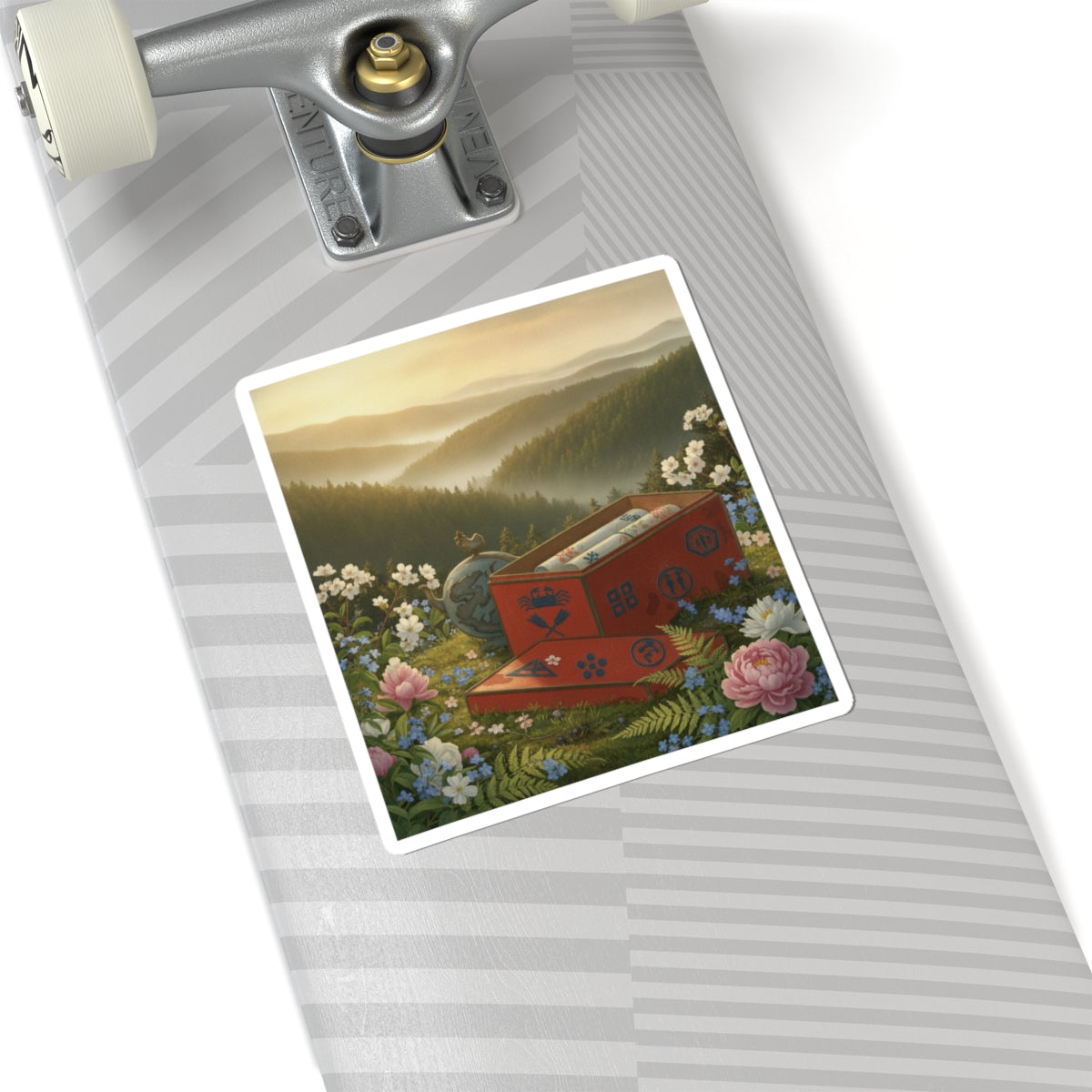 Scenic Nature — Red Lacquer Box And Water-Pot — Kiss-Cut Sticker